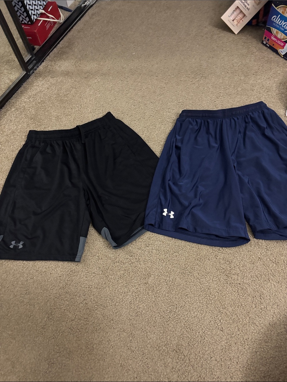 Under Armour Men's Athletic Shorts Bundle - Black & Navy Blue